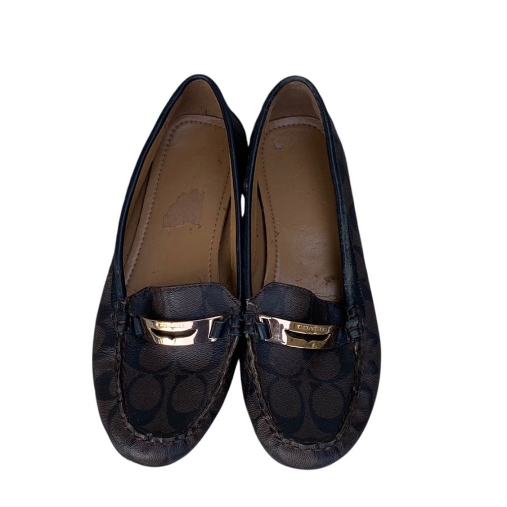 COACH Women's Olympia Pebble Grain Flat Slip On Loafers, Leather Brown 7.5 B - Picture 5 of 10